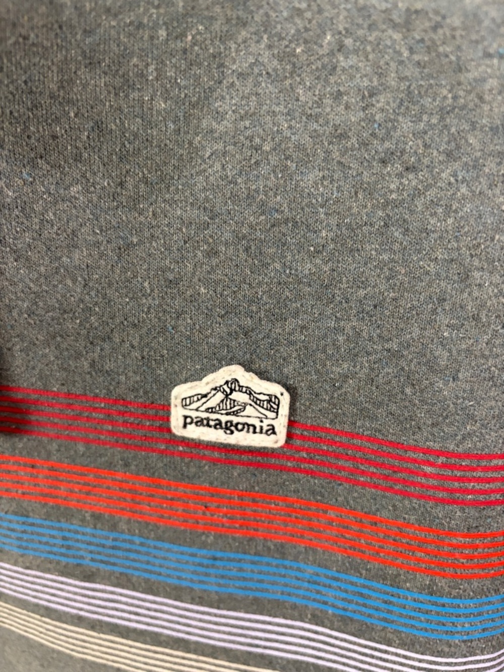 Patagonia,Size,XL,Men's Gray Hooded Sweatshirt with Multicolor Stripe - Picture 4 of 16